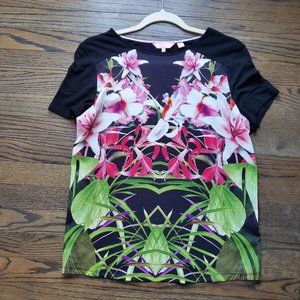 Ted Baker London Flower Print T-Shirt Top Womans